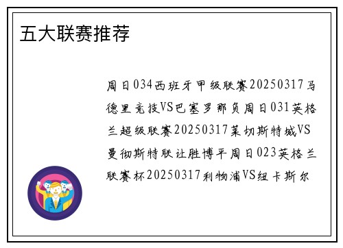 五大联赛推荐